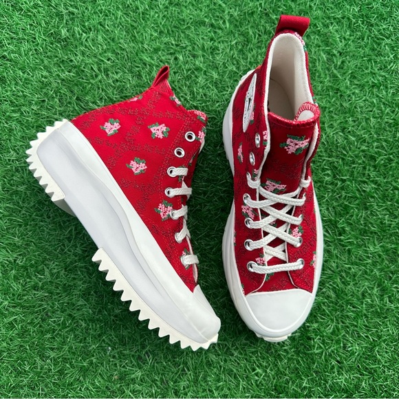 Converse Run Star Hike Hi Days Ahead / Vintage White Cross Stitch Roses - Picture 9 of 13